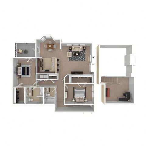 Floor plan for 2 beds, 2 baths, 1507 sqft