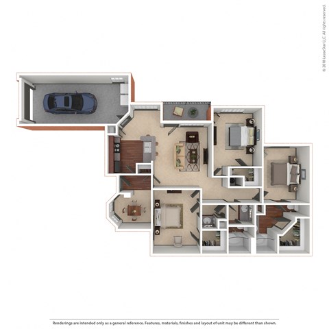 Floor plan for 3 beds, 2 baths, 1560 sqft