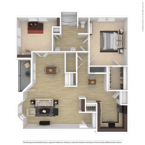 Floor plan for 1 bed, 1 bath, 1189 sqft