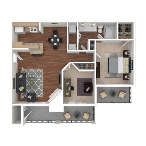 Floor plan for 2 beds, 1 bath, 860 sqft