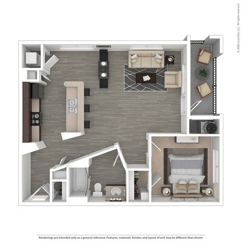 Floor plan for 1 bed, 1 bath, 820 sqft