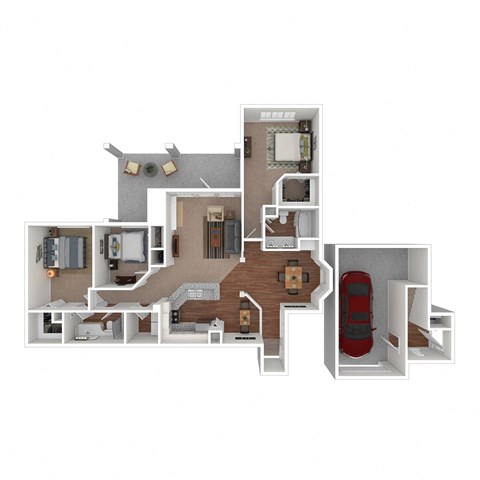 Floor plan for 3 beds, 2 baths, 1453 sqft
