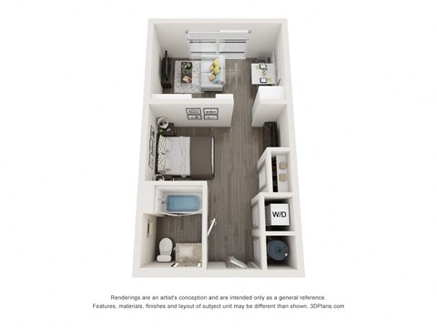 Floor plan for studio, 1 bath, 451 sqft