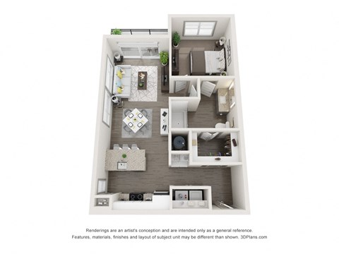 Floor plan for 1 bed, 1 bath, 786 sqft