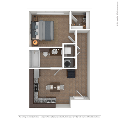 Floor plan for 1 bed, 1 bath, 470 sqft