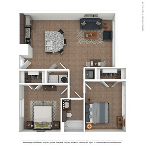 Floor plan for 2 beds, 1 bath, 419 sqft