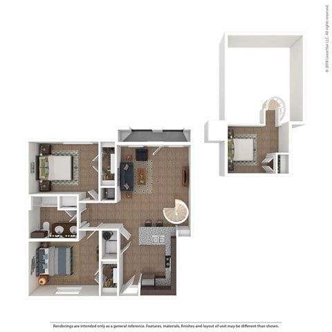 Floor plan for 2 beds, 1 bath, 1022 sqft