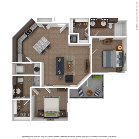 Floor plan for 2 beds, 2 baths, 470 sqft