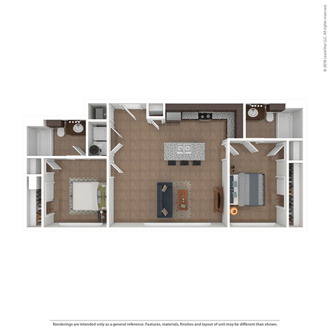Floor plan for 2 beds, 2 baths, 475 sqft