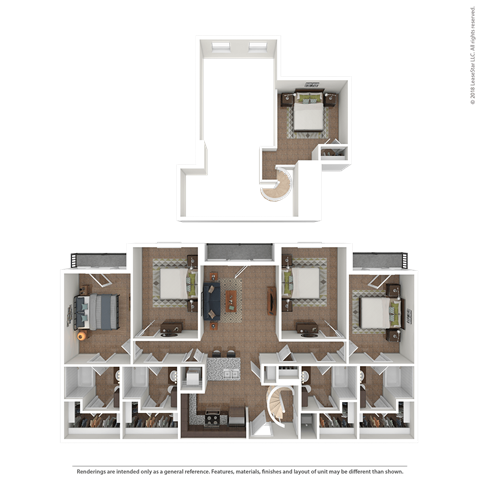 Floor plan for 4 beds, 4 baths, 399 sqft