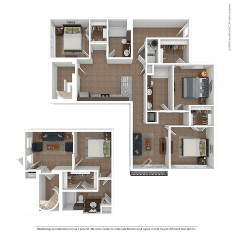 Floor plan for 4 beds, 3 baths, 420 sqft