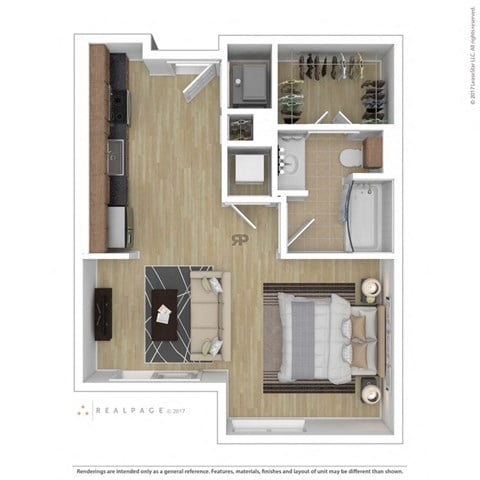 Floor plan for studio, 1 bath, 549 sqft