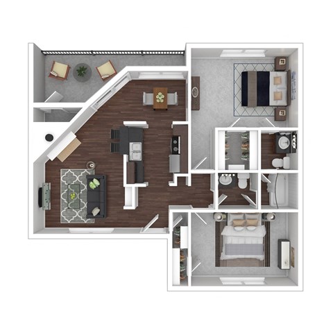 Floor plan for 2 beds, 1.5 baths, 960 sqft