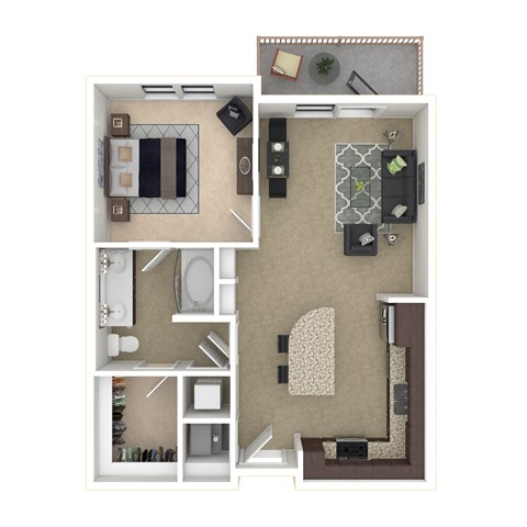 Floor plan for 1 bed, 1 bath, 801 sqft