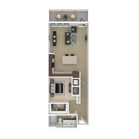 Floor plan for 1 bed, 1 bath, 903 sqft