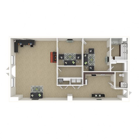 Floor plan for 2 beds, 2 baths, 1612 sqft