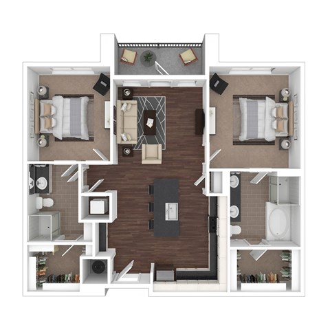 Floor plan for 2 beds, 2 baths, 1140 sqft