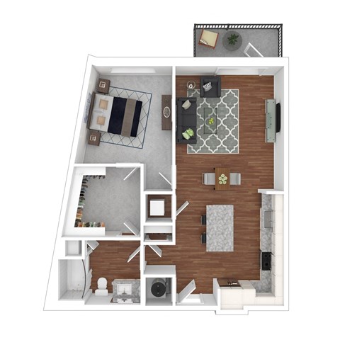 Floor plan for 1 bed, 1 bath, 810 sqft