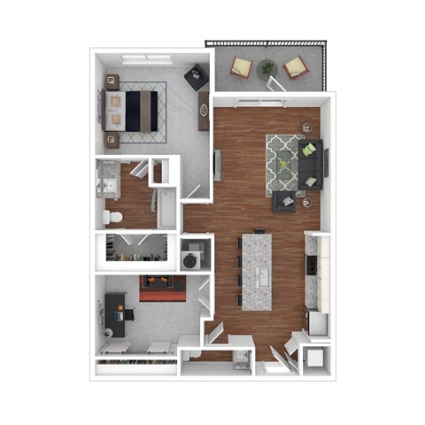 Floor plan for 1 bed, 1 bath, 994 sqft