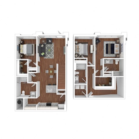 Floor plan for 3 beds, 3 baths, 1570 sqft