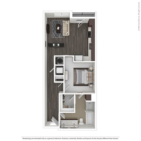 Floor plan for 1 bed, 1 bath, 823 sqft