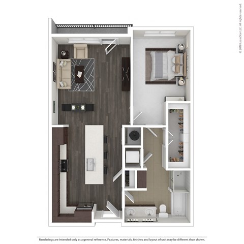 Floor plan for 1 bed, 1 bath, 920 sqft