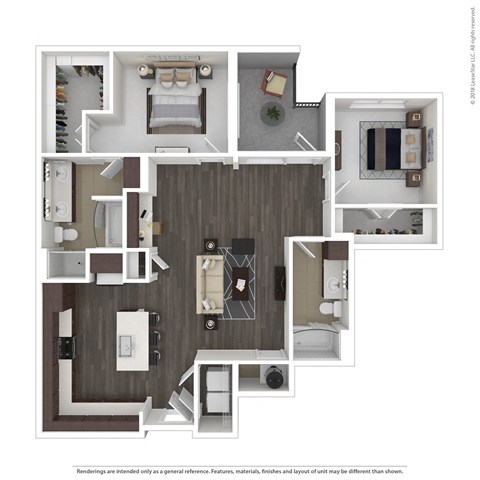 Floor plan for 2 beds, 2 baths, 1248 sqft