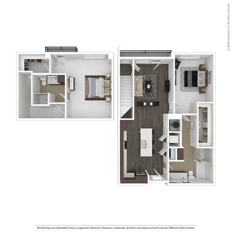 Floor plan for 2 beds, 2 baths, 1391 sqft