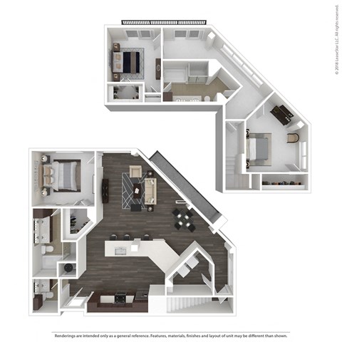 Floor plan for 3 beds, 2.5 baths, 2037 sqft