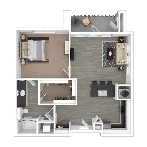 Floor plan for 1 bed, 1 bath, 800 sqft