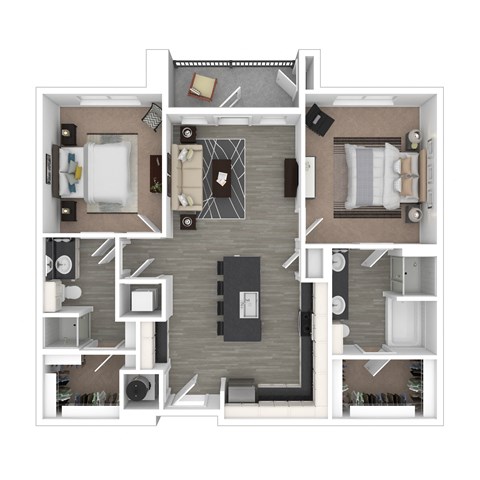 Floor plan for 2 beds, 2 baths, 1141 sqft