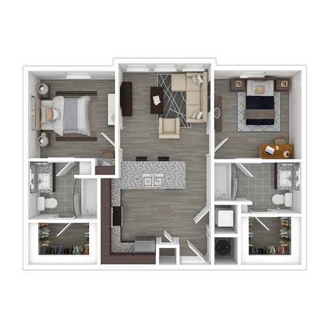 Floor plan for 2 beds, 2 baths, 416 sqft