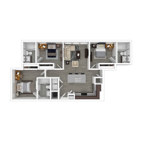 Floor plan for 3 beds, 3 baths, 348 sqft
