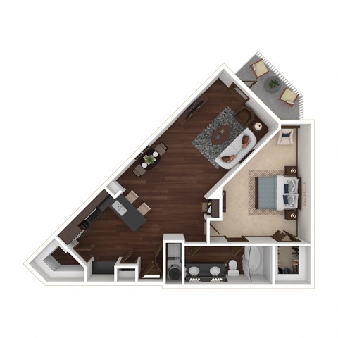 Floor plan for 1 bed, 1 bath, 900 sqft