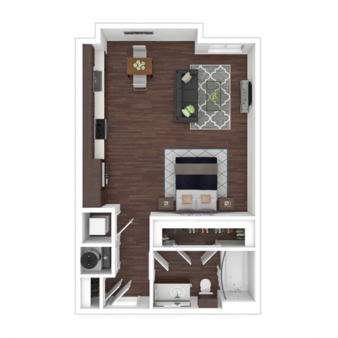 Floor plan for studio, 1 bath, 545 sqft