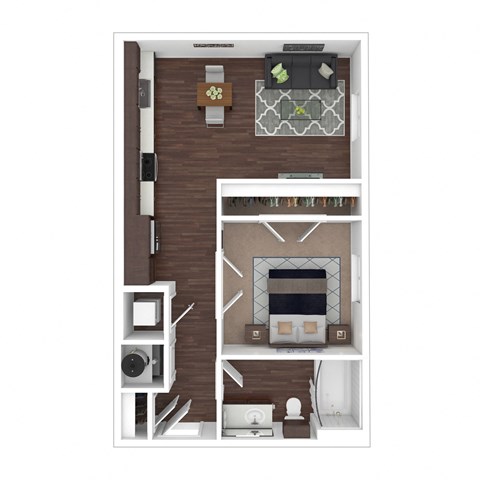 Floor plan for studio, 1 bath, 545 sqft