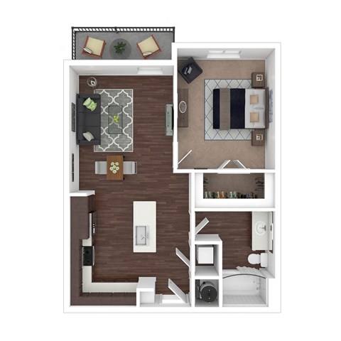 Floor plan for 1 bed, 1 bath, 930 sqft