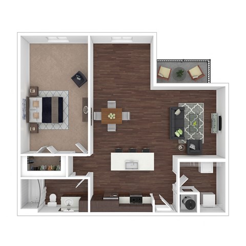 Floor plan for 1 bed, 1 bath, 1147 sqft