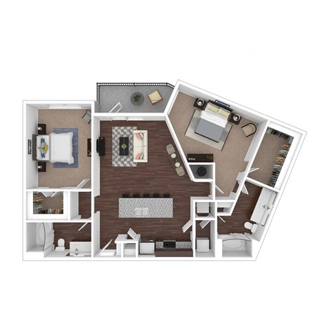 Floor plan for 2 beds, 2 baths, 1183 sqft