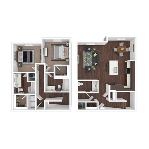 Floor plan for 2 beds, 2.5 baths, 1334 sqft