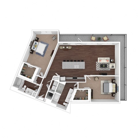 Floor plan for 2 beds, 2 baths, 1552 sqft