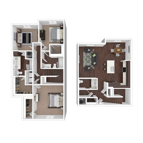 Floor plan for 3 beds, 2.5 baths, 1743 sqft