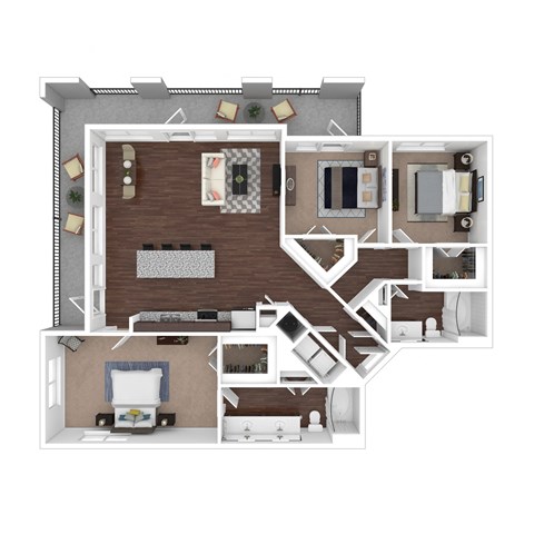 Floor plan for 3 beds, 2 baths, 1500 sqft