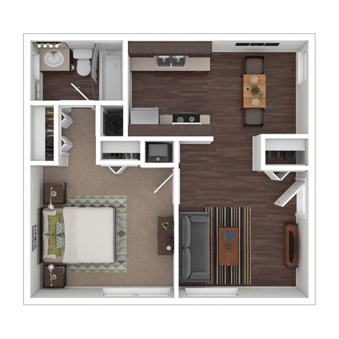 Floor plan for 1 bed, 1 bath, 519 sqft