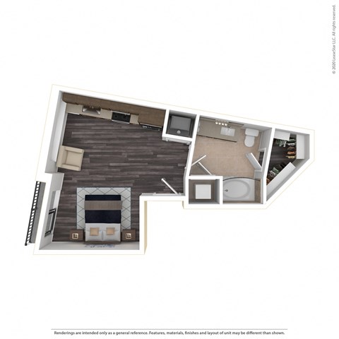 Floor plan for studio, 1 bath, 453 sqft