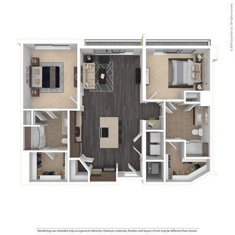 Floor plan for 2 beds, 2 baths, 1148 sqft