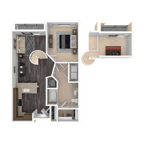 Floor plan for 1 bed, 1 bath, 798 sqft