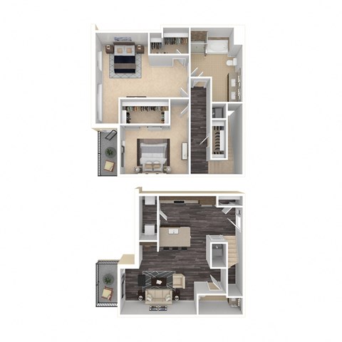 Floor plan for 2 beds, 1.5 baths, 1442 sqft