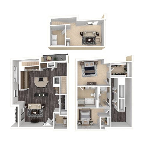 Floor plan for 2 beds, 2.5 baths, 1917 sqft