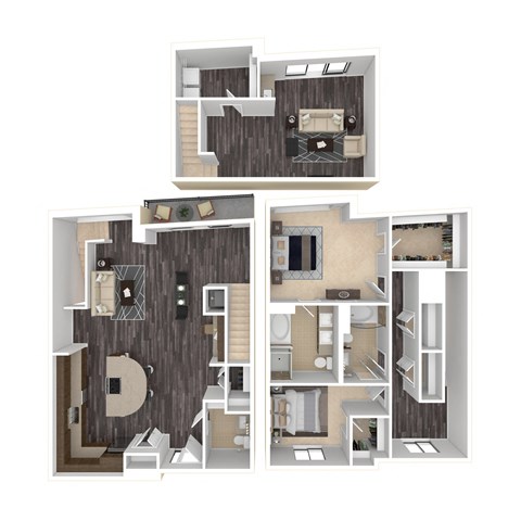 Floor plan for 2 beds, 2.5 baths, 2237 sqft